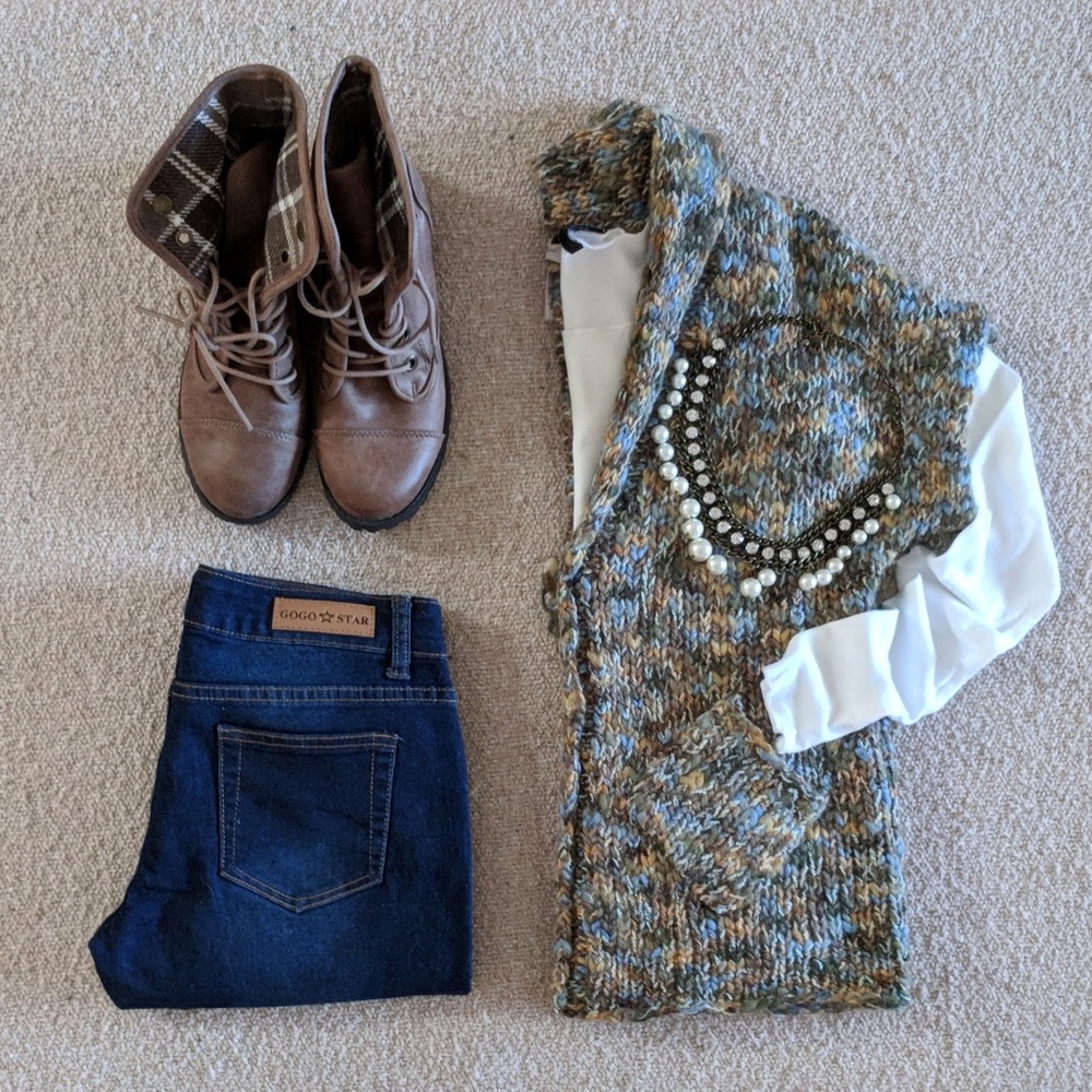 Variegated Rich Earth Tones Sweater Vest, M